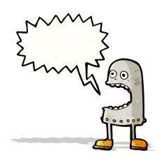 cartoon funny robot with speech bubble N104