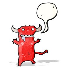 cartoon greedy little devil