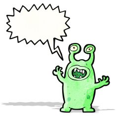 alien with speech bubble cartoon N2
