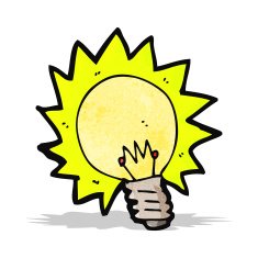 cartoon shining light bulb