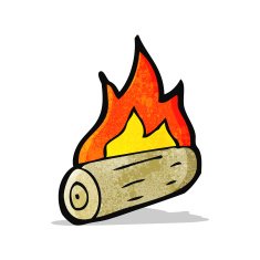 cartoon burning wood logs N2