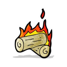cartoon burning wood logs N3