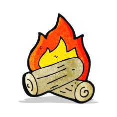 cartoon burning wood logs N4