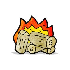 cartoon burning wood logs N5