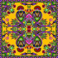 Traditional ornamental floral paisley bandanna N413