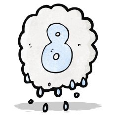 cartoon raincloud with number eight N2