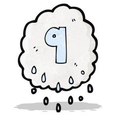 cartoon raincloud with number nine N2