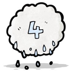 cartoon raincloud with number 4