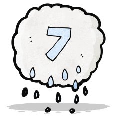 cartoon raincloud with number seven N2