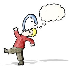 cartoon rude man spitting water