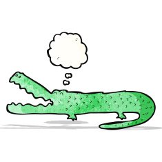 cartoon crocodile with thought bubble N48
