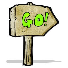 go sign cartoon