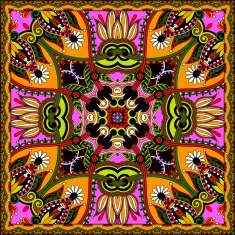 Traditional ornamental floral paisley bandanna N414