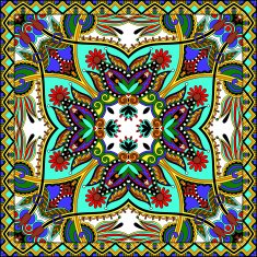 Traditional ornamental floral paisley bandanna N415