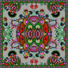Traditional ornamental floral paisley bandanna N416