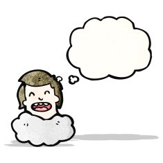 cartoon head on cloud