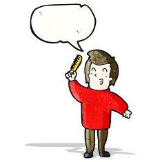 cartoon man combing hair N8