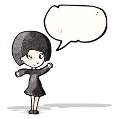 Cartoon Goth Girl With Speech Bubble N3