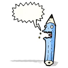 screaming pencil cartoon character