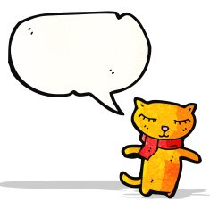 happy cartoon cat with speech bubble N3