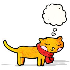 cartoon cat with thought bubble N61