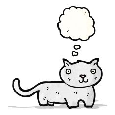 cartoon cat with thought bubble N62