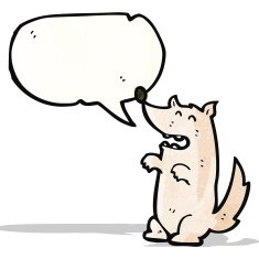 cartoon wolf with speech bubble N29