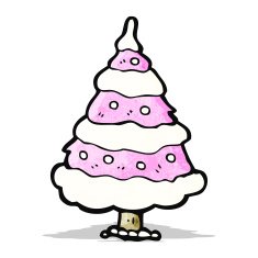pink christmas tree cartoon N2