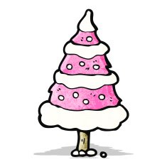 pink christmas tree cartoon N3
