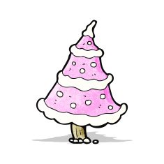 pink christmas tree cartoon N4