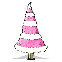 pink christmas tree cartoon N5