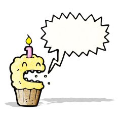 shouting cupcake cartoon
