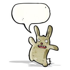 cartoon rabbit with speech bubble N109