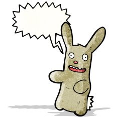 cartoon rabbit with speech bubble N112