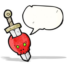 cartoon skull and sword tattoo symbol