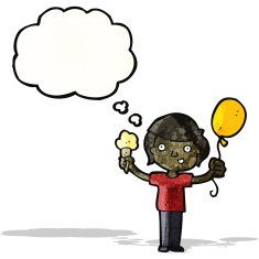 cartoon boy with ice cream and balloon N4