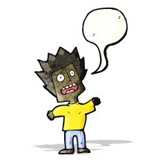 cartoon stressed boy with speech bubble N12