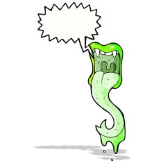 cartoon shouting halloween mouth with long tongue
