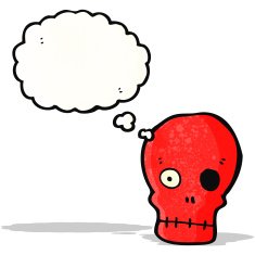 cartoon skull with thought bubble N36
