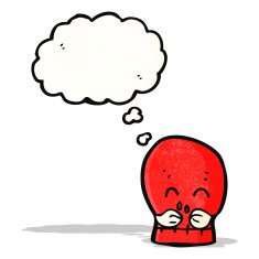 cartoon skull with thought bubble N38