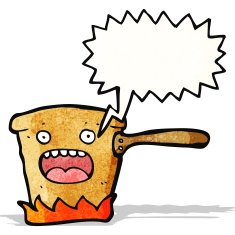 hot kitchen pan with speech bubble N6