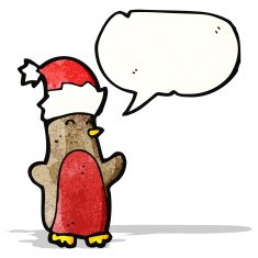 cartoon robin in santa hat N3