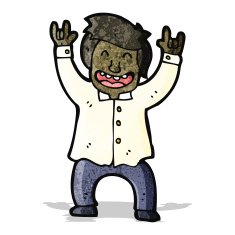 cartoon business man rocking out