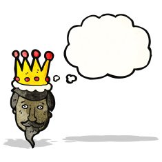 king's head with thought bubble cartoon