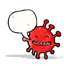 cartoon microscopic cell with speech bubble N2