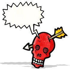 cartoon skull with arrow N4