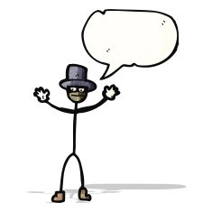 cartoon stick man with speech bubble