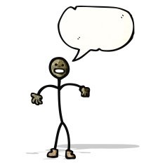 cartoon stick man with speech bubble N2