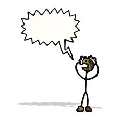 cartoon stick man with speech bubble N3