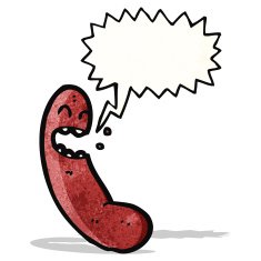 cartoon sausage with speech bubble N24